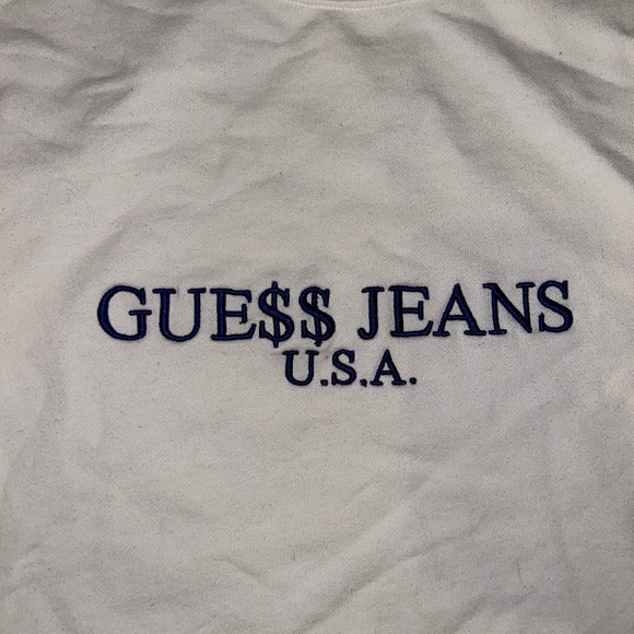 Guess Jeans X A$AP Rocky White / Blue Embroidered Crewneck Sweater Size Small - Picture 3 of 10
